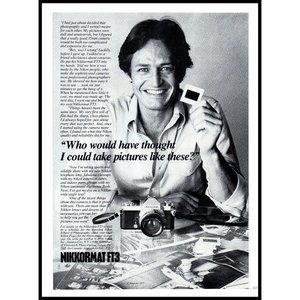 1977 Nikkormat FT3 SLR Camera Vintage Print Ad Film Photography Wall Art Photo